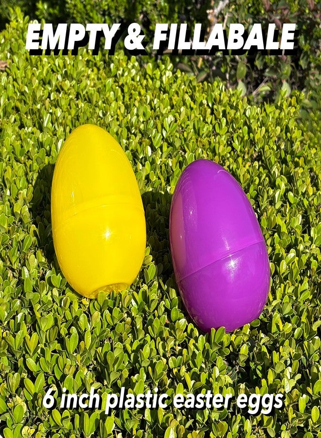 GiftExpress 6 Inch Easter Eggs - 12 Piece Extra Large 6" x 4.25" Assorted Color Fillable Plastic Eggs w/Hinge - Adult & Kid Party Toys for Gift Baskets or Egg Hunt Décor - Image 4
