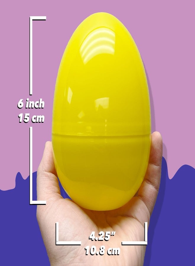 GiftExpress 6 Inch Easter Eggs - 12 Piece Extra Large 6" x 4.25" Assorted Color Fillable Plastic Eggs w/Hinge - Adult & Kid Party Toys for Gift Baskets or Egg Hunt Décor - Image 2