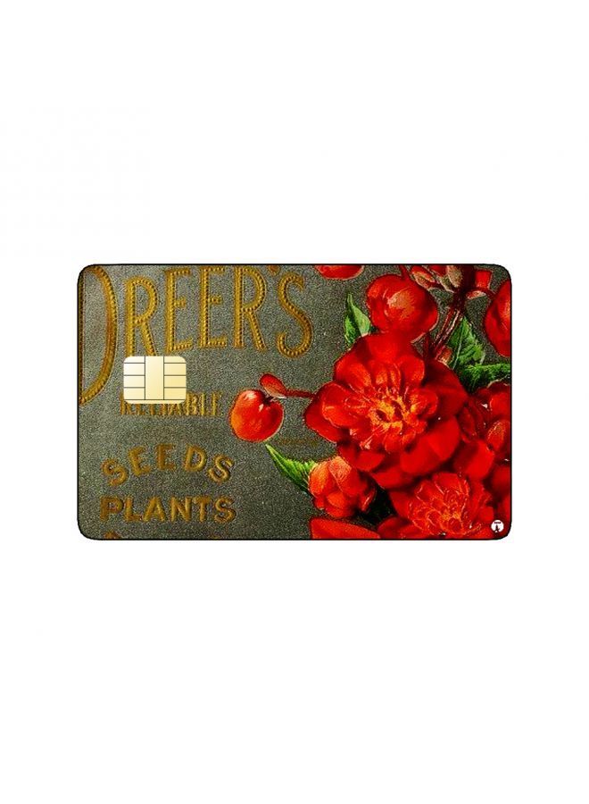 RKN PRINTED BANK CARD STICKER Beautiful Red Roses Drawing - Image 1