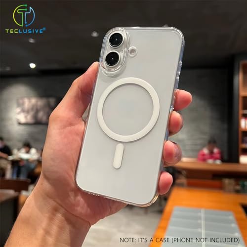 T TECLUSIVE Crystal Magnetic Case Compatible with Magsafe iPhone 16 | Slim Hard Shell Transparent Smoke Plastic Cover with Ring | Anti Yellow Case (Clear, 16) - Image 2