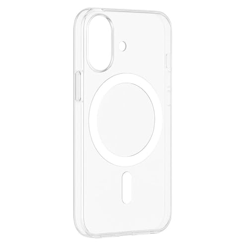 T TECLUSIVE Crystal Magnetic Case Compatible with Magsafe iPhone 16 | Slim Hard Shell Transparent Smoke Plastic Cover with Ring | Anti Yellow Case (Clear, 16) - Image 1