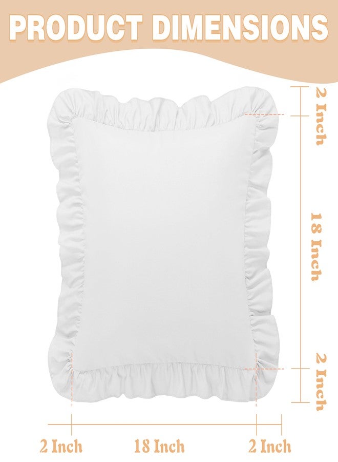 KKJIAF Ruffle Pillow Cases 18x18 Inches, White Square Ruffled Pillow Covers Set of 2, Microfiber Wrinkle Resistant Pillow Shams with Envelope Closure for Sofa Bed Living Room - Image 3