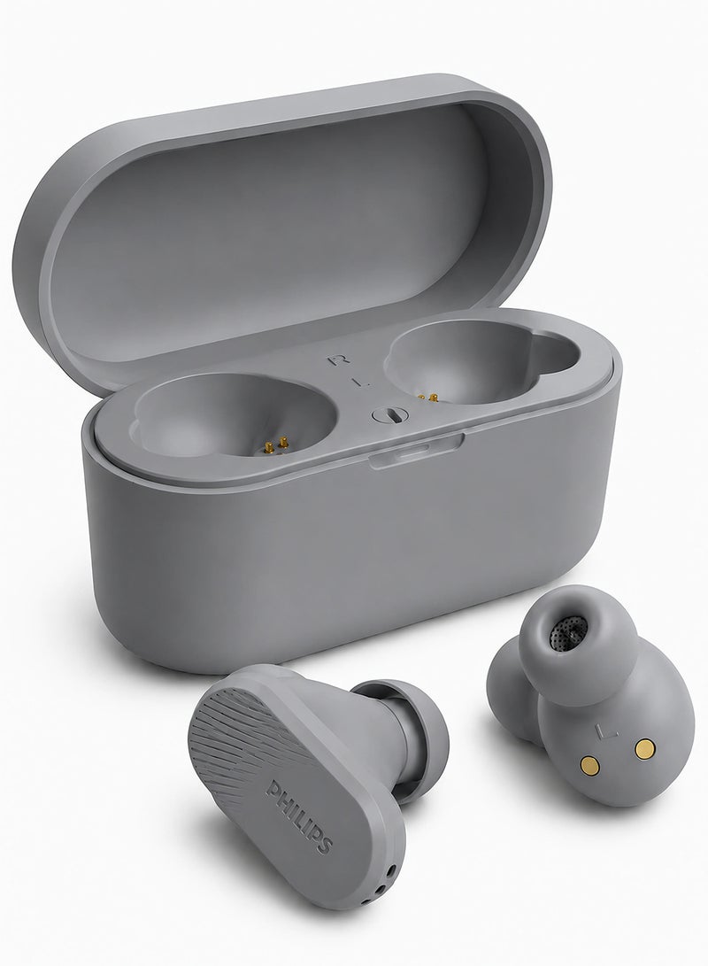 Philips True Wireless Earbuds, TWS Bluetooth 5.3 with Hybrid ANC, AI Clear Calls, Dynamic Bass Boost, IPX4 Waterproof, Touch Controls, USB-C Charging Case, Up to 24H Battery Life, TAT3509,   Grey grey - Image 1