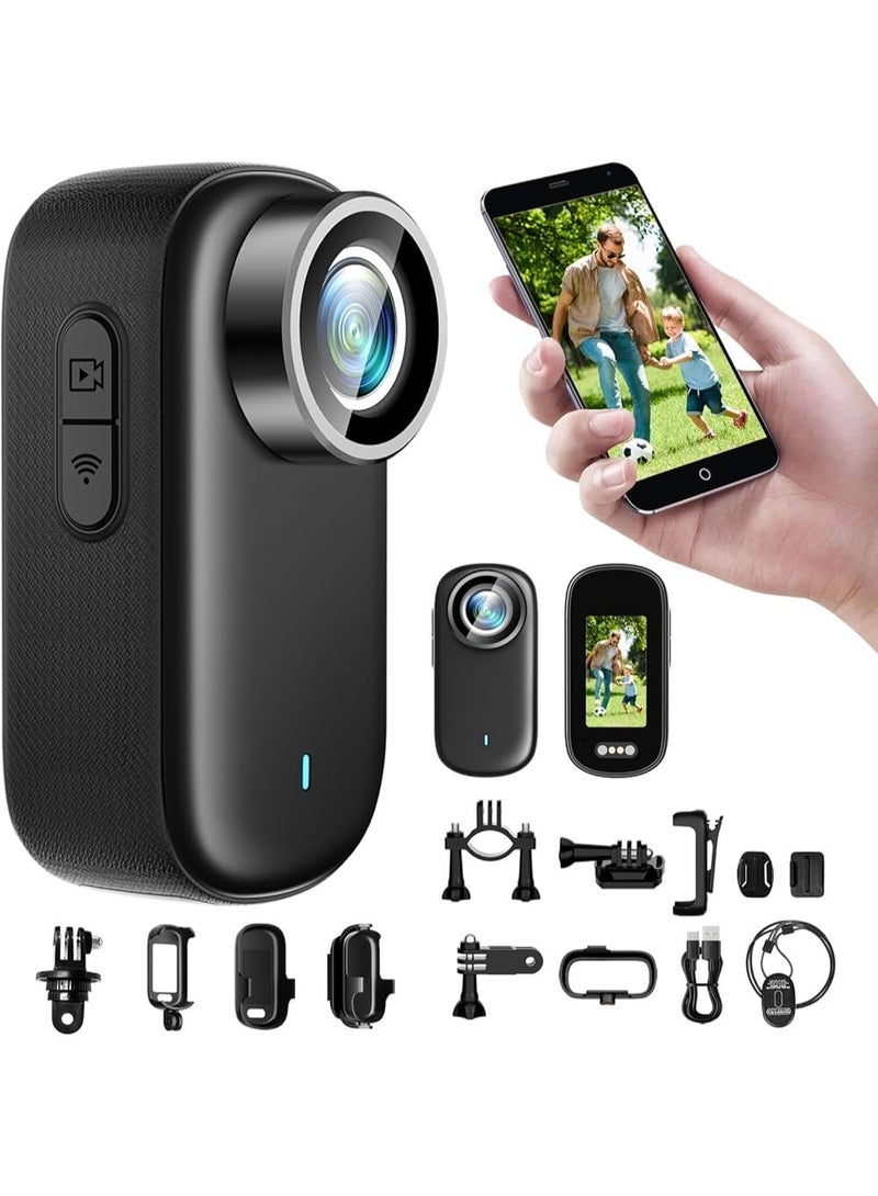 jaexest 4K Ultra HD Action Camera Waterproof IPX7, Underwater Vlogging Camera with Hands-Free POV Recording, Helmet Camera for Cycling & Motorcycle, Small Body Cam with Memory Card - Image 1