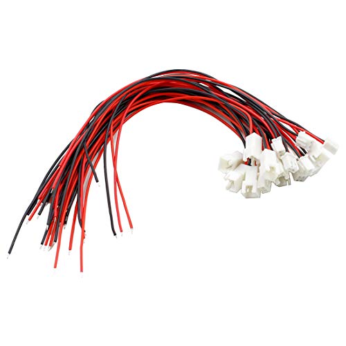 Hxchen JST XH2.54 2Pin Micro Female and Male Connection Plug with Red Black Terminal Connector Wire Cable 200mm - (10 Pairs) - Image 1