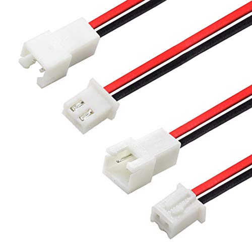 Hxchen JST XH2.54 2Pin Micro Female and Male Connection Plug with Red Black Terminal Connector Wire Cable 200mm - (10 Pairs) - Image 3