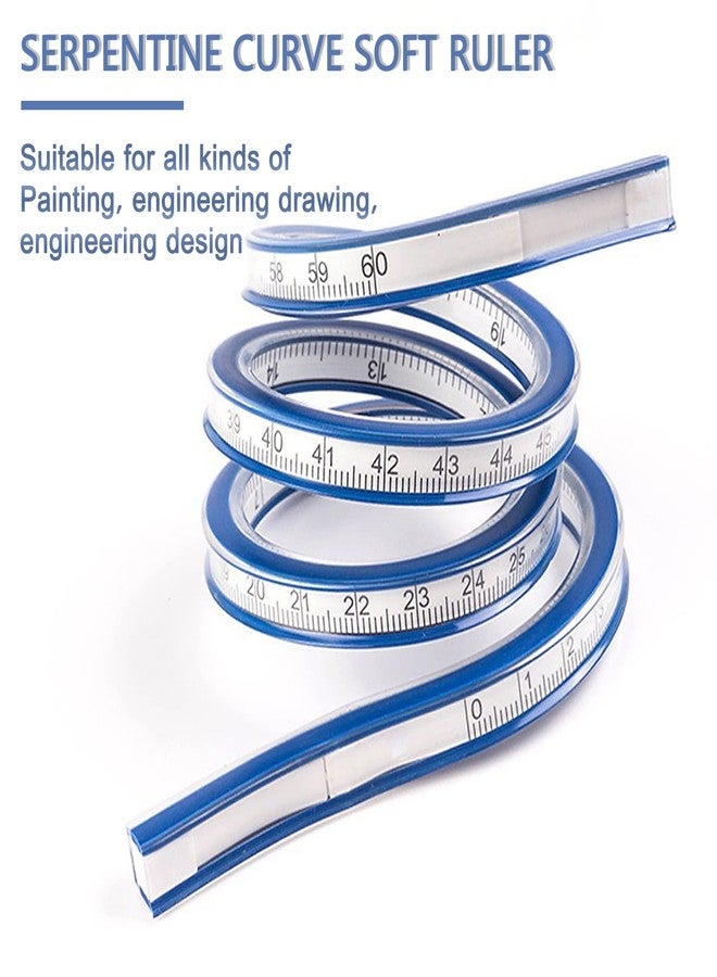 HLZC 2-Piece Flexible Curve Ruler - 24 Inch, Ideal for Drawing & Sewing, Blue - Image 5