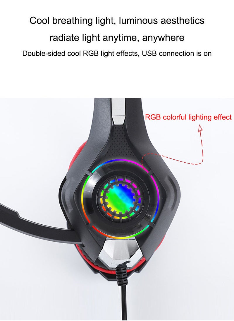Flash Hawk - FX-03 RGB Wired Over Ear Gaming Headset with Microphone Black Red - Image 1