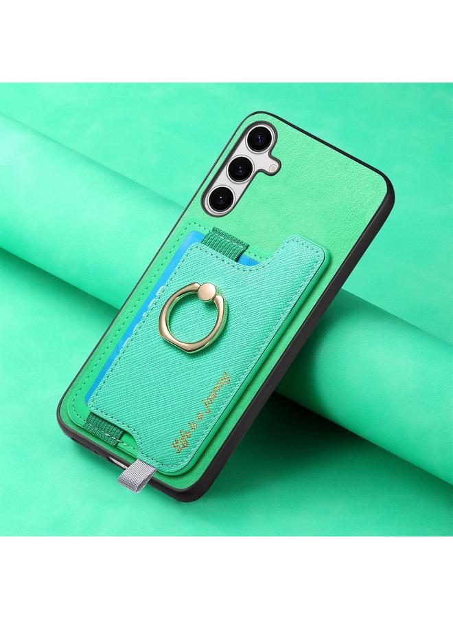 S-TOP Case For Samsung Galaxy S25 5G Retro Cross Leather Ring Horizontal Insert Card Bag MagSafe Phone Case - Image 5