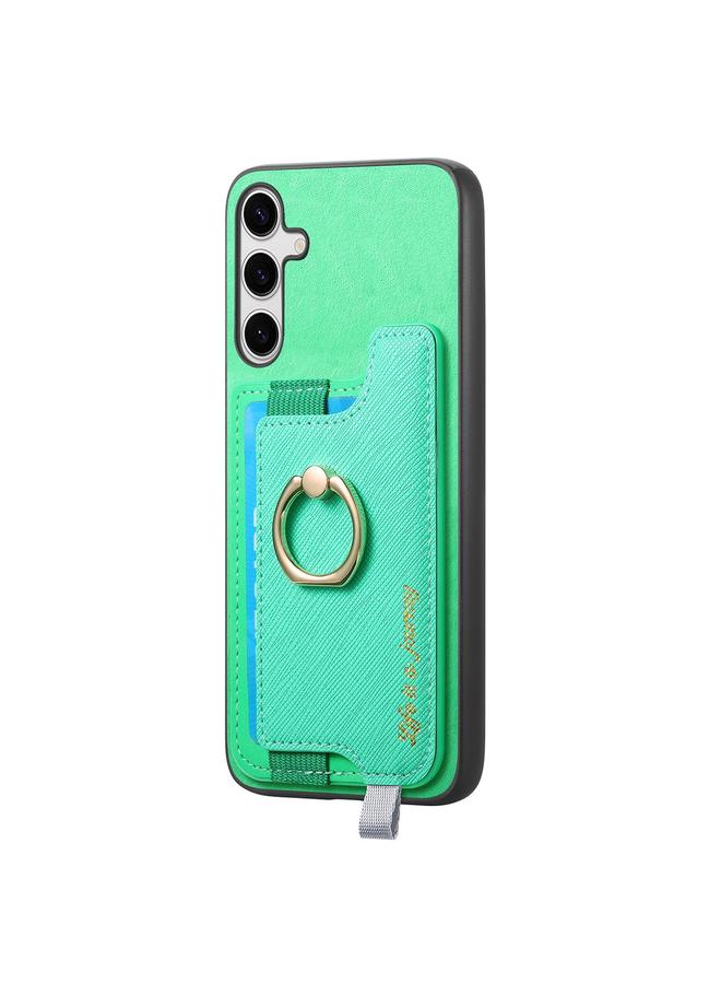 S-TOP Case For Samsung Galaxy S25 5G Retro Cross Leather Ring Horizontal Insert Card Bag MagSafe Phone Case - Image 2