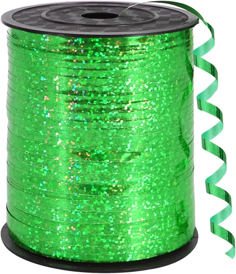 BEISHIDA 500 Yards Green Crimped Curling Ribbon Balloon String, Shiny Metallic Ribbon Roll for Gift Wrapping for Birthday Party Festival Art Craft Decor Florist Flowers Decoration - Image 1