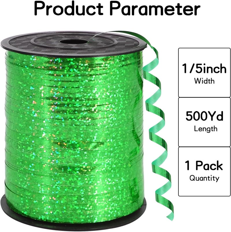 BEISHIDA 500 Yards Green Crimped Curling Ribbon Balloon String, Shiny Metallic Ribbon Roll for Gift Wrapping for Birthday Party Festival Art Craft Decor Florist Flowers Decoration - Image 2