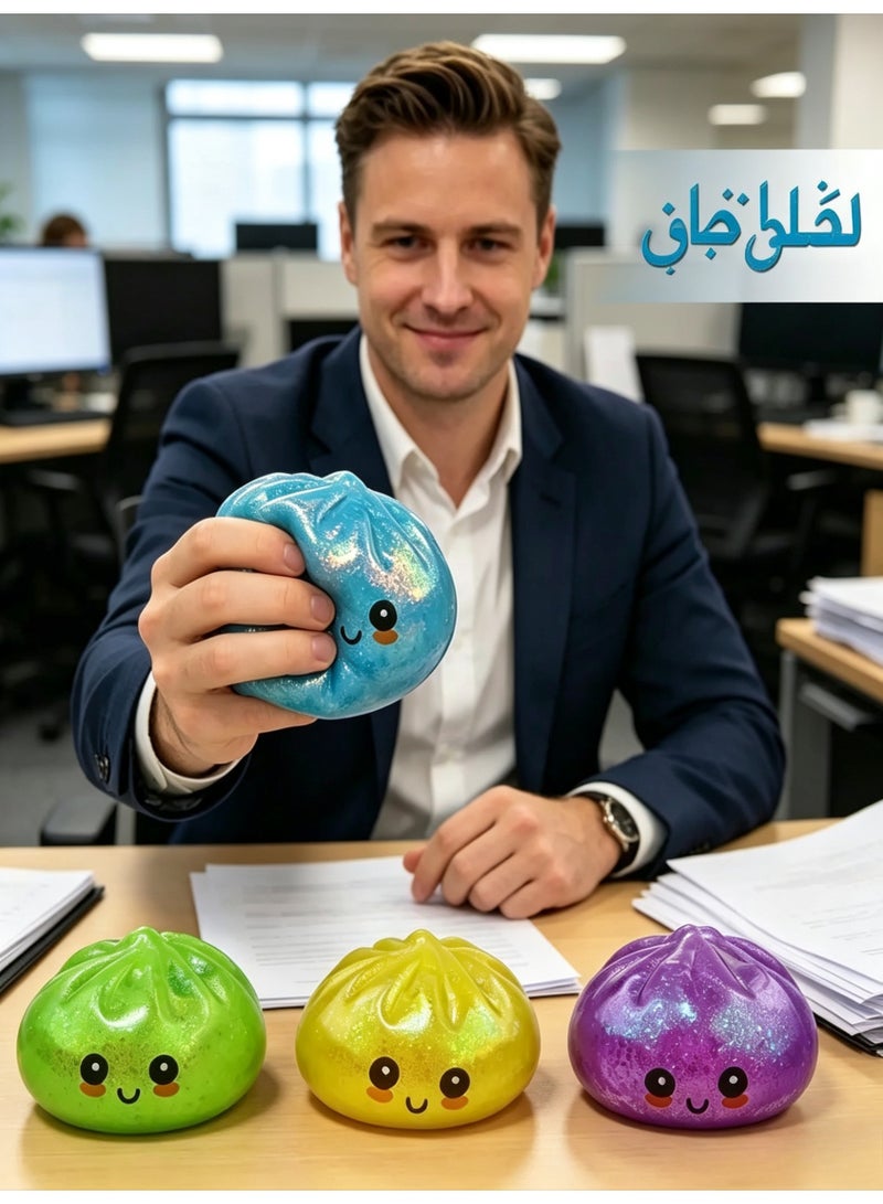 كرة ضغط سبونجي بتصميم زلابية متوهجة بلمعة عشوائية قطعة واحدة، لعبة حسية لتخفيف التوتر للأطفال والكبار، لعبة مكتب قابلة للتمدد لتخفيف الضغط - Image 2
