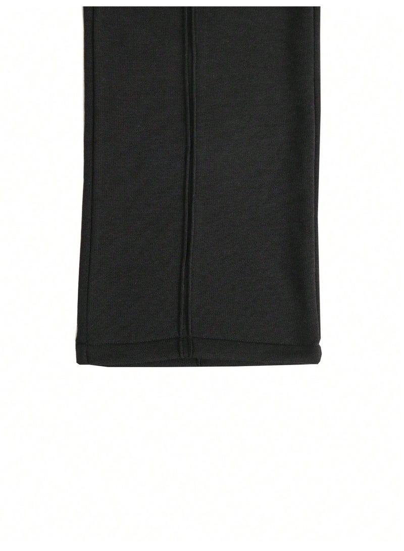 Men's Black Wide Leg Sweatpants Loose Fit Drawstring Straight Casual Trousers - Image 5