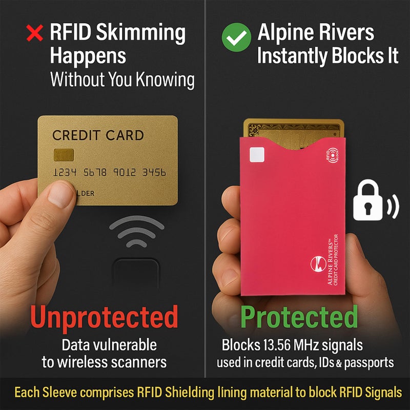Alpine Rivers RFID Blocking Credit Card Sleeves 18-Pack â€“ 14 Multi-Color Card Protectors (All Top Loader) & 4 Passport Sleeves â€“ Slim Water-Resistant Anti-Theft Protection for Travel - Image 5