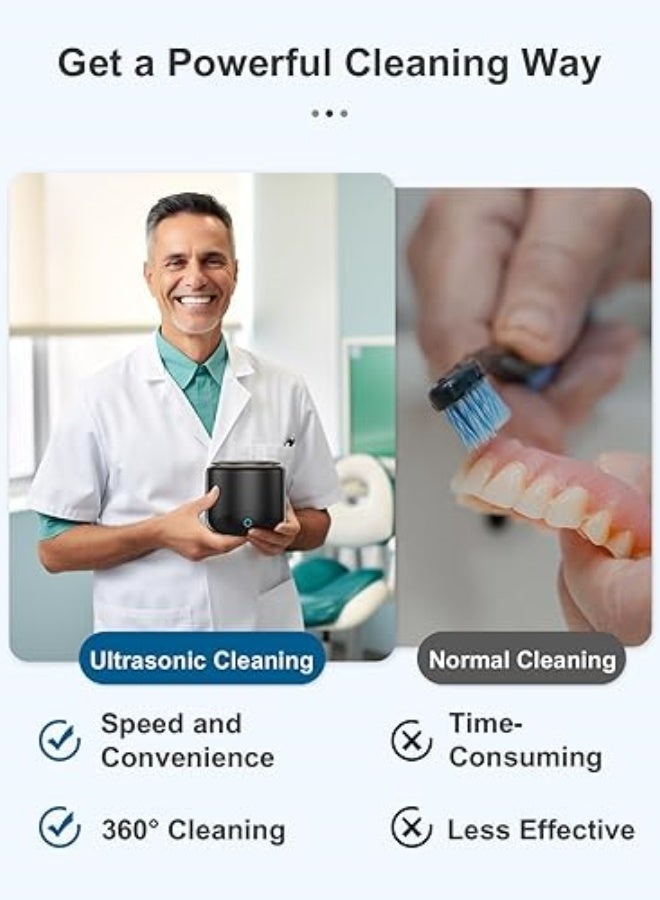 M MIAOYAN Ultrasonic Cleaner Retainer Cleaner 45kHz Portable Ultrasonic Dental Cleaner - Professional Cleaning of Mouthguards, Aligners, Dentures, Toothbrush Heads, Jewelry at Home or Travel - Image 3