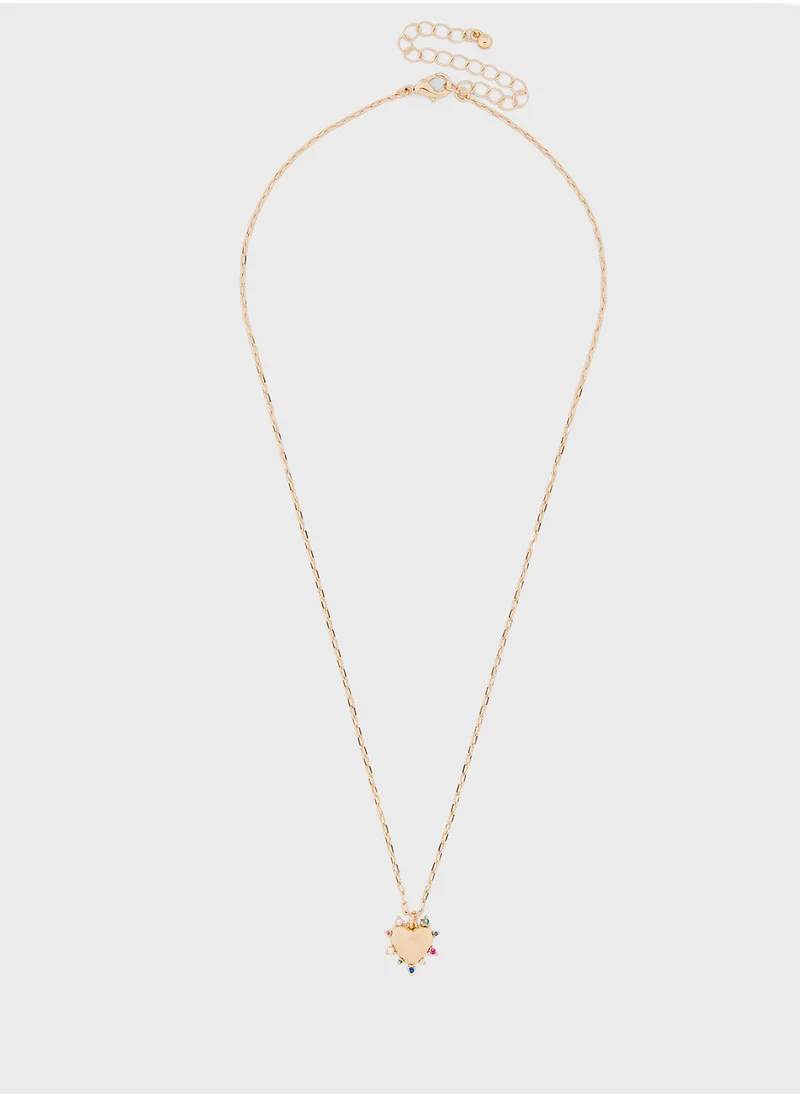 جينجر 2 Pack Heart Bow Pendant Necklace