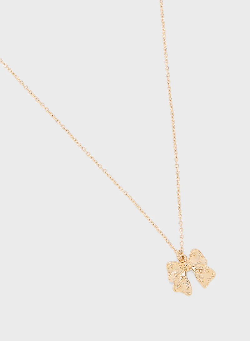 Ginger 2 Pack Heart Bow Pendant Necklace