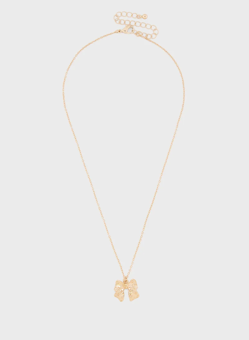 Ginger 2 Pack Heart Bow Pendant Necklace