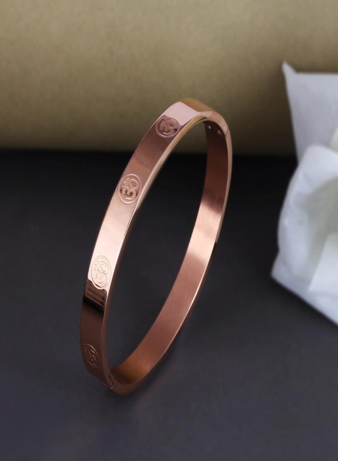 Amaal Bracelet for Men Stainless Steel Aum Om Kada for men Bracelets | Bracelet for Boys Gold,Kada | Waterproof, Anti-tarnish Bracelet golden, Rust-free, Skin friendly | 8 mm Bracelets for Men - Image 5