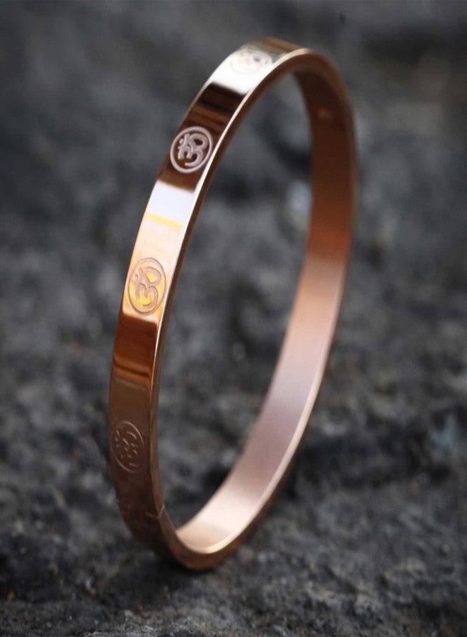 Amaal Bracelet for Men Stainless Steel Aum Om Kada for men Bracelets | Bracelet for Boys Gold,Kada | Waterproof, Anti-tarnish Bracelet golden, Rust-free, Skin friendly | 8 mm Bracelets for Men - Image 2