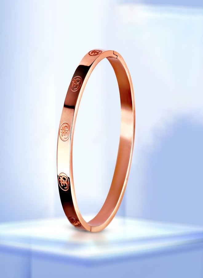 Amaal Bracelet for Men Stainless Steel Aum Om Kada for men Bracelets | Bracelet for Boys Gold,Kada | Waterproof, Anti-tarnish Bracelet golden, Rust-free, Skin friendly | 8 mm Bracelets for Men - Image 4