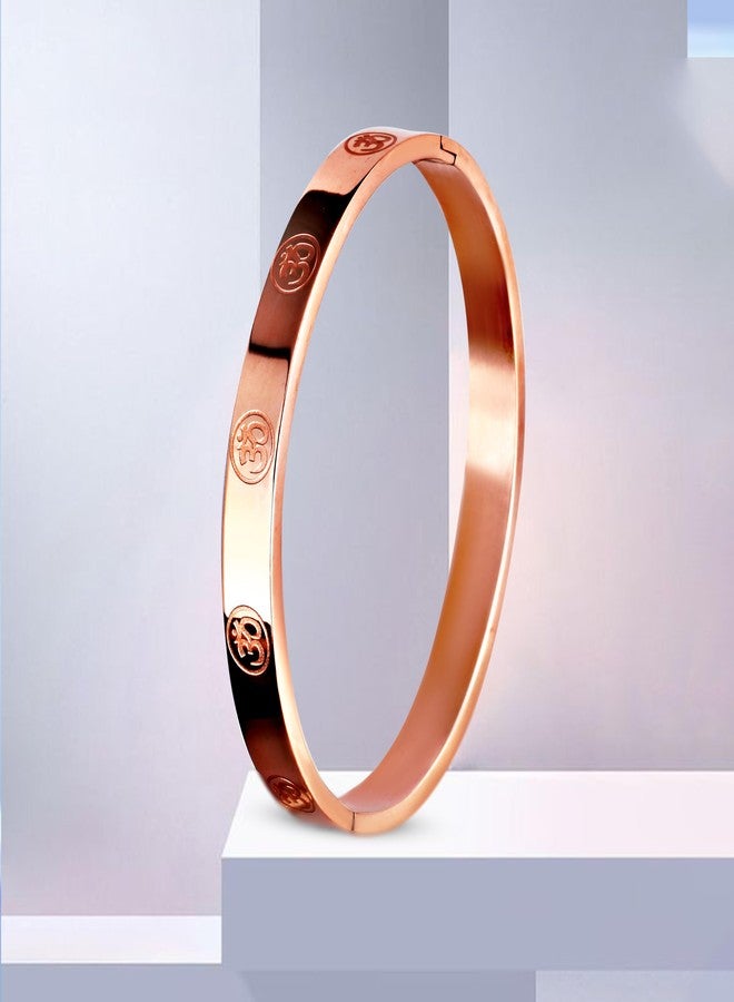 Amaal Bracelet for Men Stainless Steel Aum Om Kada for men Bracelets | Bracelet for Boys Gold,Kada | Waterproof, Anti-tarnish Bracelet golden, Rust-free, Skin friendly | 8 mm Bracelets for Men - Image 3