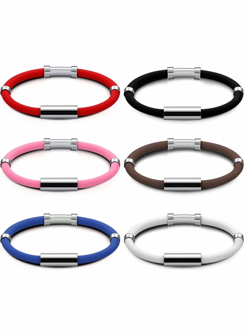 SYOSI Wristband 6 Pcs Magnetic Anti Static Balance Vertigo Relief Bracelet Sports Silicone Bracelet for Unisex 6 Colors  - Image 1