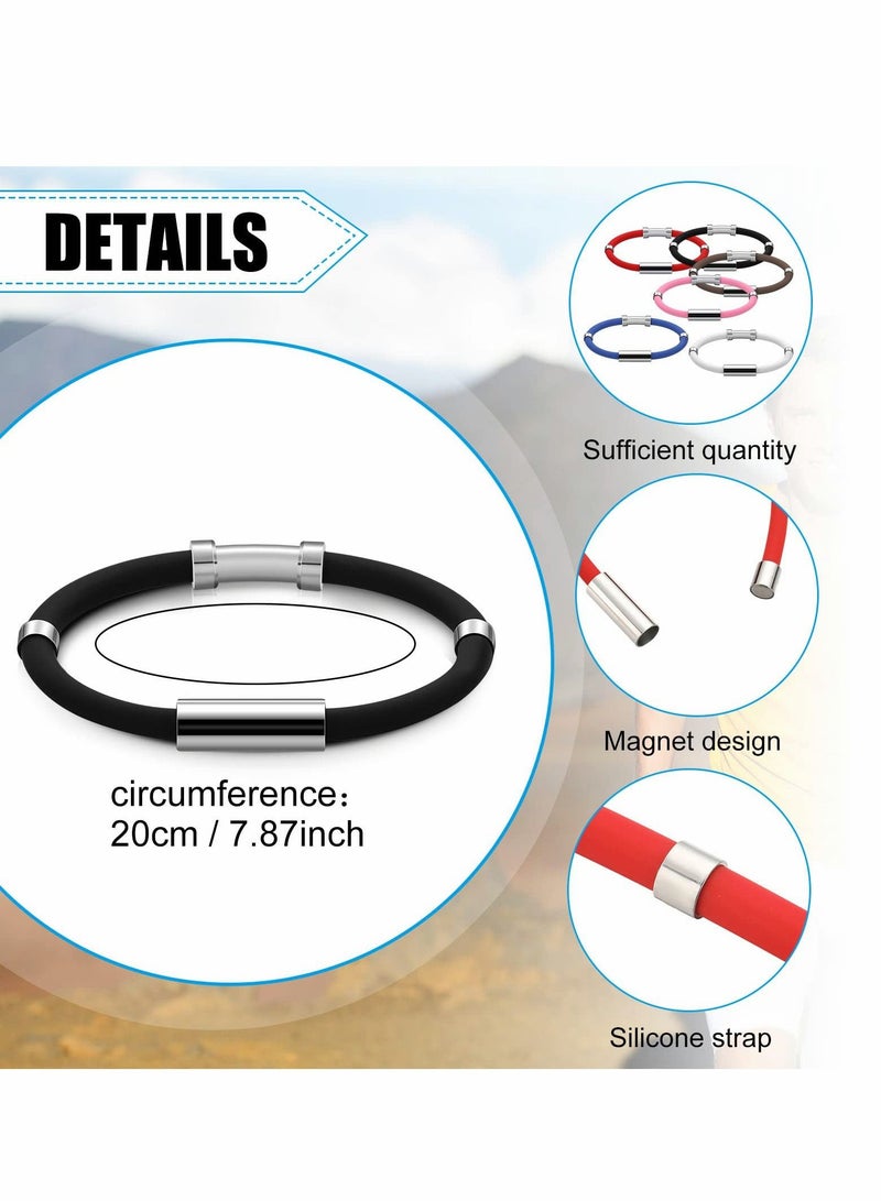 SYOSI Wristband 6 Pcs Magnetic Anti Static Balance Vertigo Relief Bracelet Sports Silicone Bracelet for Unisex 6 Colors  - Image 2
