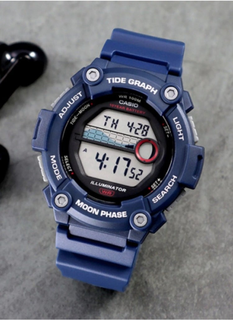 Casio WS-1300H-2AVEF Moon Phase Watch for Men, Blue