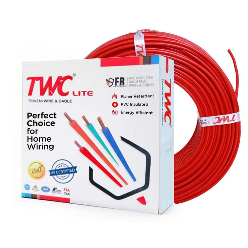 TWC Lite Red 2.5 SQMM 90 METER | Copper Wire | HRFR (Heat Resistant Flame Retardant) Lead-Free Cable | Low Smoke Halogen-Free Wire for Home & Industrial Electrical Wiring - Image 1