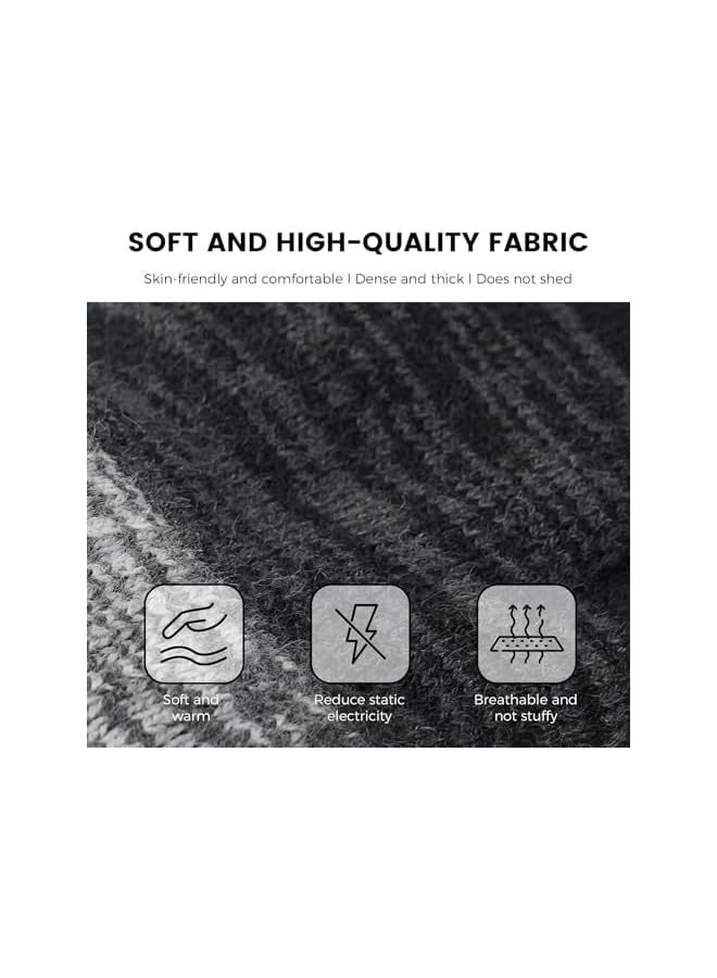 بروماس مجموعة قبعة ووشاح وقفازات شتوية للرجال، وقفازات تعمل باللمس، وقبعة جمجمة مبطنة بالصوف، ووشاح لتدفئة الرقبة، هدية شتوية مثالية للطقس البارد - Image 3