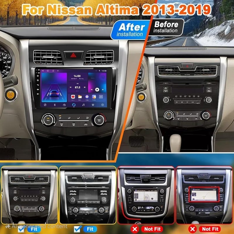 فيريكس Fit Nissan Altima Car Stereo Altima Android Screen 2013-2015 With Apple Carplay Android Auto Wireless WiFi DSP FM&AM BT AHD Camera Included Fast Interface QLED (4+32GB Carplay 360D Cameras) - Image 2