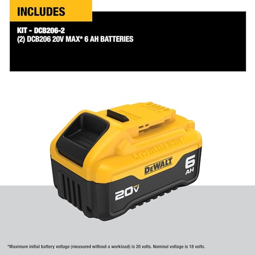 DEWALT 20V MAX 6 Ah Lithium Ion Battery 2-Pack (DCB206-2) - Image 2