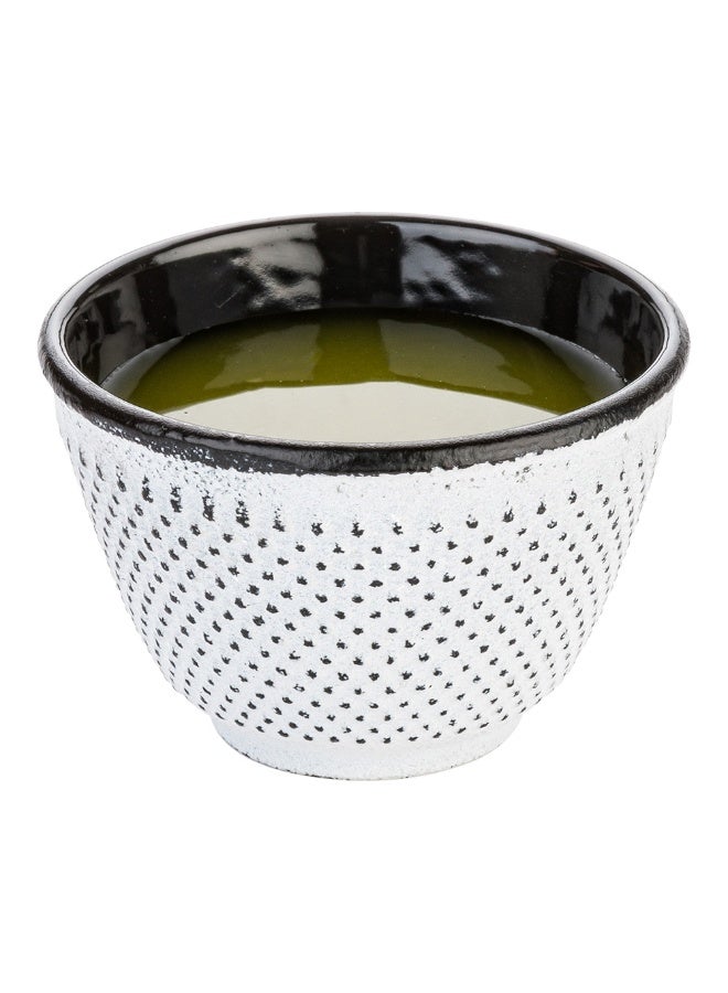 Restaurantware Tetsubin 4 Ounce Tea Cups, 2 Hobnail Traditional Japanese Tea Cups - Enamel Coated, Corrosion-Resistant, White Cast Iron Small Tea Cups, Crack-Resistant, Rust-Resistant - Image 2