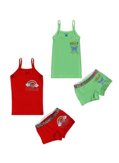 COTTONIL Pack Of 2 Strap Top And Hot Short Underwear Set For Girls  - Image 2