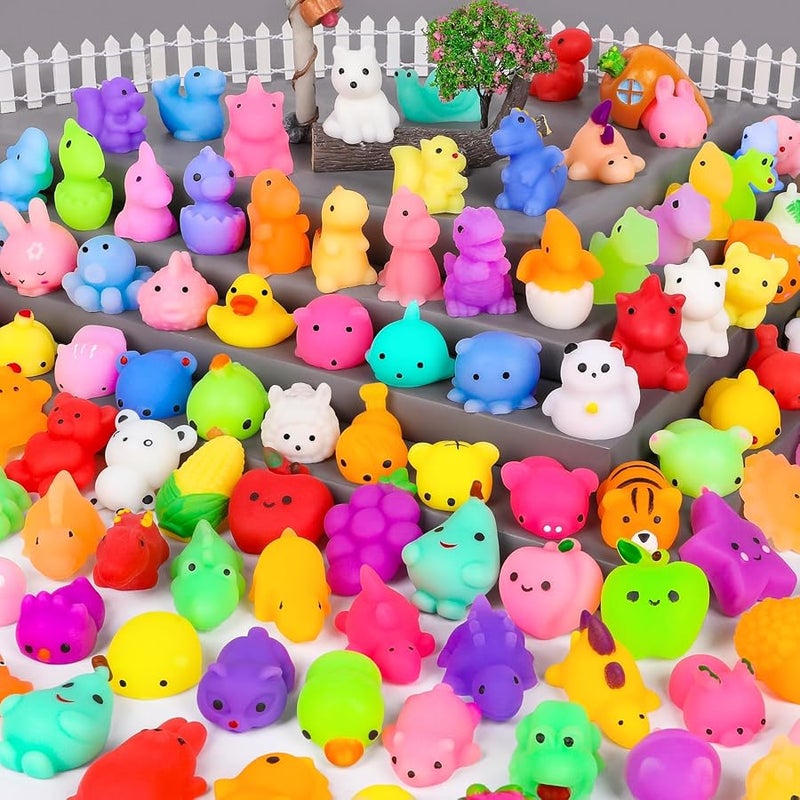 HINZER 130PCS Mochi Squishy Toys Party Favors Kids Kawaii Mini Squishies Animals Bulk Classroom Prizes Stress Relief Toy Christmas Stocking Stuffers Easter Egg Fillers Birthday Gifts Girls Boys Random - Image 1