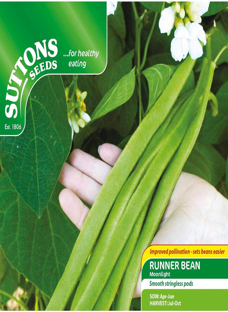 Bean (Runner) Seeds Moonlight, Vegetable Seed, approx. 35 Seeds per pack, Grow your own, Ideal for Beds and Borders