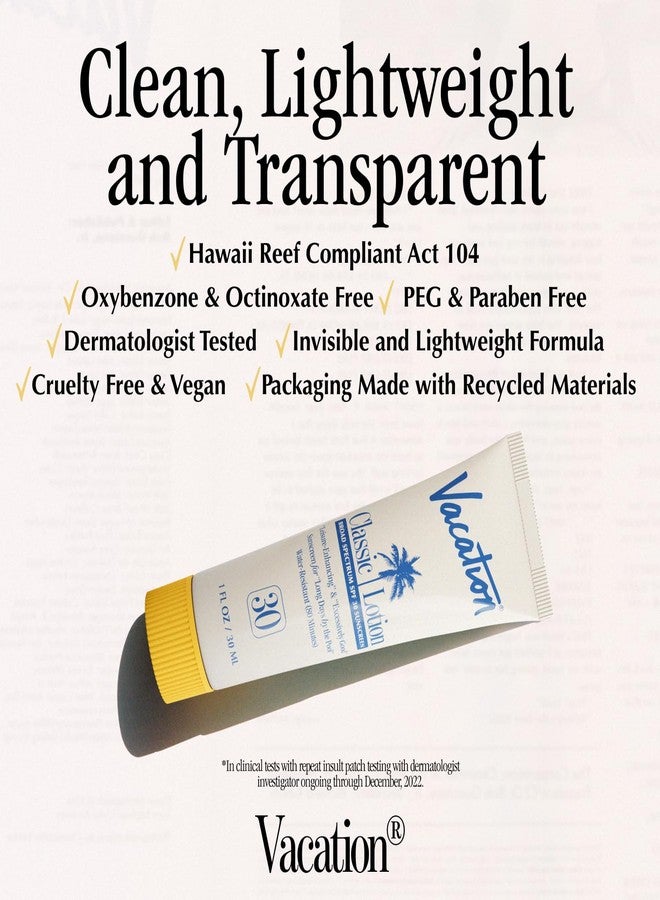 Vacation Mini Classic Sunscreen SPF 30, Water-Resistant, Bulk Suntan Lotion, Bachelorette Party Favors, Beach Must Haves, Traveling Essentials, Travel Size, 1 Fl. Oz. (Value Pack of 12) - Image 3