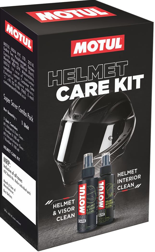 MOTUL مجموعة العناية بالخوذة من موتول – رذاذ منظف للخوذة والداخلية مضاد للبكتيريا | مضاد للرائحة | تركيبة سريعة الجفاف، مناسبة لجميع الخوذ، 100 مل لكل منها - Image 1