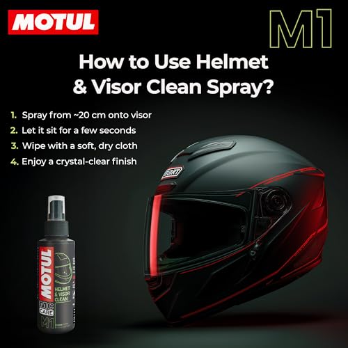 MOTUL مجموعة العناية بالخوذة من موتول – رذاذ منظف للخوذة والداخلية مضاد للبكتيريا | مضاد للرائحة | تركيبة سريعة الجفاف، مناسبة لجميع الخوذ، 100 مل لكل منها - Image 3