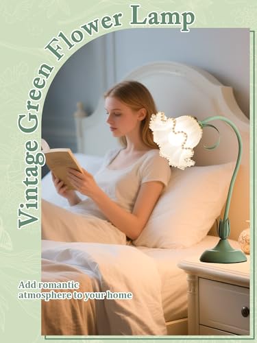 AQDZCNF Flower Table LampLED Reading Light Bedside Vintage Flower Night Light3 Colors Modes Kawaii Bedside Lamps DecorLiving Room Bedroom Room Lighting Table Lamps Home Decoration Green Pearls - Image 3
