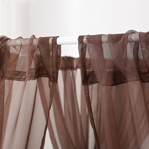 WANFASO Bed Canopy for Queen Size Bed, Chiffon Princess Canopy for Girls Bed, Canopy Bed Drapes Adults(Coffee) - Image 5