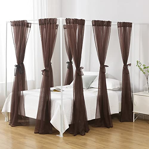 WANFASO Bed Canopy for Queen Size Bed, Chiffon Princess Canopy for Girls Bed, Canopy Bed Drapes Adults(Coffee) - Image 4