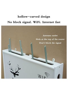 Eworld Stylish Wall-Mounted Router Rack for Wi-Fi Router, Set-Top Box, Light Cat Box, and More, Includes Doors and Patch Panel Shielding Box for Neat Storage, White.  - Image 4