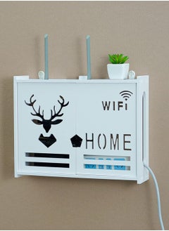 Eworld Stylish Wall-Mounted Router Rack for Wi-Fi Router, Set-Top Box, Light Cat Box, and More, Includes Doors and Patch Panel Shielding Box for Neat Storage, White.  - Image 3