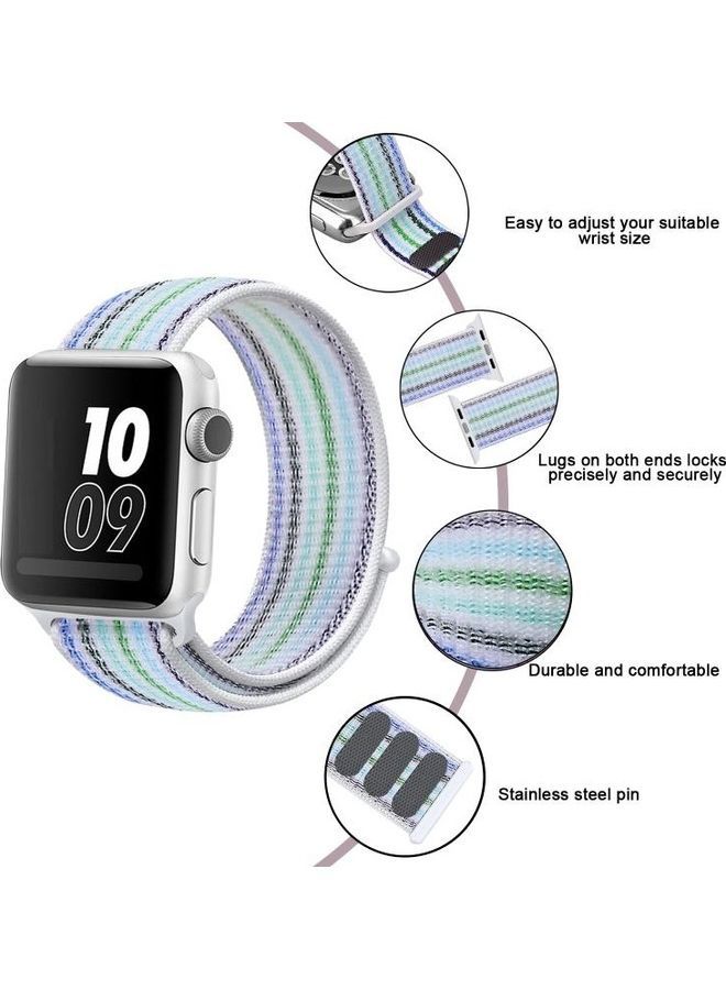 NIBEMINENT Replacement Watchband for Apple Watch Series 7/6/5/4/3/2/1/SE 42/44/45mm Pinstripe Blue - Image 5