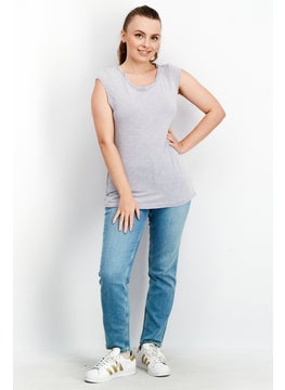 Splendid Women Round Neck Cap Sleeves Plain T-Shirt, Lilac  - Image 4