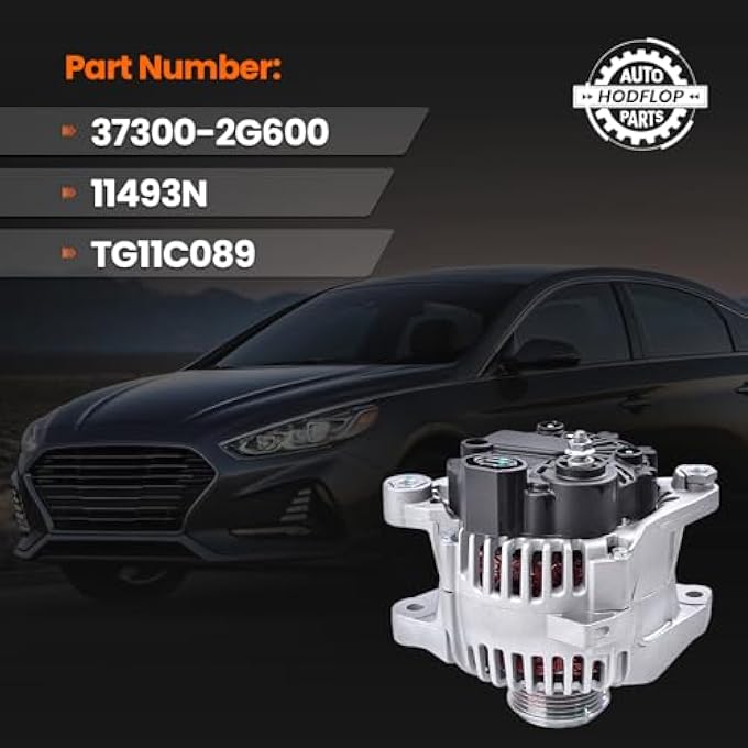 hodflop 37300-2G600 Alternator Compatible with Hyundai Sonata 2011-2014 2.0L, Santa Fe 2010-2012 2.4L, for Kia Optima 2012-2013 2.0L, Sorento 2011-2012 2.4L, 12V 110A 6-Groove Pulley, TG11C089 11493N - Image 3