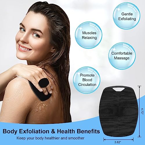 Vitalogy - Body Scrubber for Bathing - Dead Skin Remover, Premium Super Soft Silicone Body Shower Scrub, Reusable Body Cleansing Brush for Men, Women and Children - 1 Pc (Black) - Image 3
